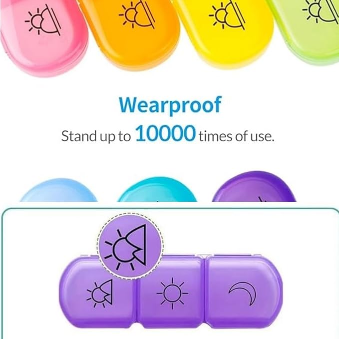 Weekly Pill Organizer 7 Day 3 Times, Portable Pill Organizer, BPA Free Pill Case, Travel Daily Pill Box Reminder, Medication Organizer for Vitamins, Supplements (White)