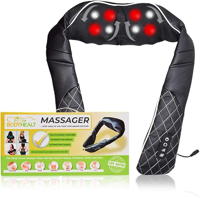 Shiatsu Neck Massager for Pain Relief Deep Tissue with Heat, 3D Kneading Massage Pillow Back Shoulder Massagerfor Body Muscle, Plug-in Use for Home Office Car, Gifts for Mom Dad Him Her