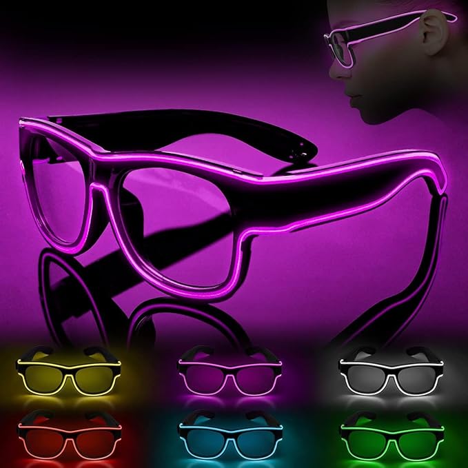 Ainiv Wireless Light Up Glasses 3 Modes LED Luminous Glasses Glow in the Dark for Parties, DJ, EDM, Halloween, Christmas
