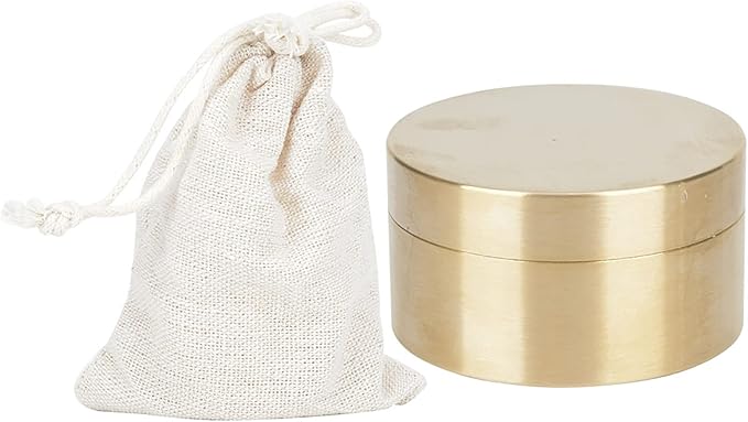 Estink Brass Mini Container, Outdoor Round Shape Brass Box Metal Jewelry Sealed Container Proof Storage Box for s Tea Leaves Jewelry (L)