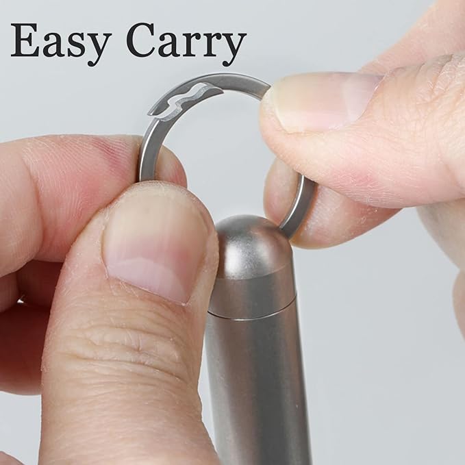 Pill Case Keychain Titanium, Portable Single Pill Holder, Small Airtight Pill Container Waterproof, EDC Pill Fob Outdoor Pill Box, BPA Free Travel Medicine Carrier for Purse Pocket Wallet