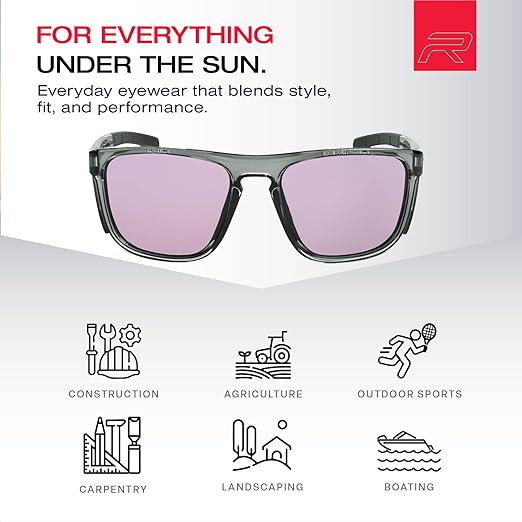Riley Navigator X Safety Glasses – Anti-Fog, Scratch/Impact Resistant & UV Blocking HD Lenses, Lightweight Full-Frame for Work, Outdoors, & Active Lifestyles, Gray