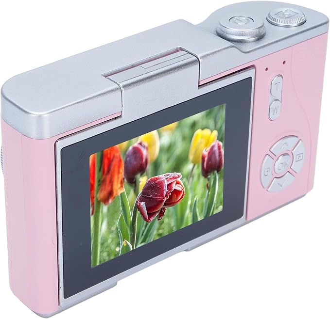 48MP Digital Camera, 1080P Video Camera, 8X Zoom, 2.4 Inch HD Flip Screen, LED Fill Light, Long Battery Life, with Multiple Functions for Entertaining Photography (Rose)