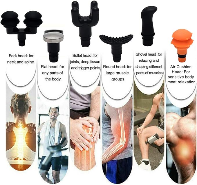 9Pcs Replaceable Massage Gun Heads - Deep Tissue Muscle Attachments and Accessories for Massage Gun - Plug-n-Play Adapter Set
