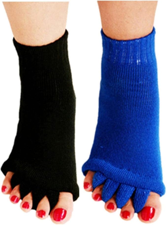AIBEARTY 3 Pairs Yoga Sport Gym Five Toe Separator Socks Foot Massage Toeless Socks