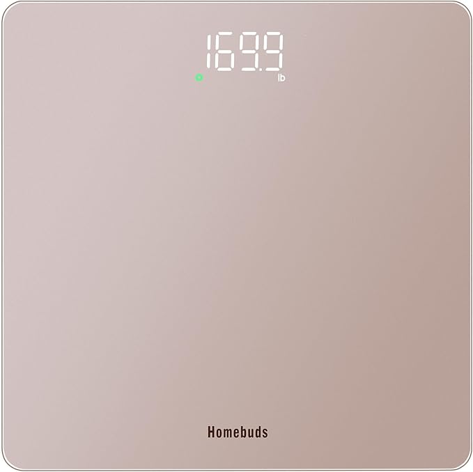 Homebuds Digital Bathroom Scale for Body Weight, High Precision Assured by Weight Scale Professional Factory Since 2001, Bright White LED and Step-On, 3*AAA Batteries Included, 400lb/182kg, Rose Gold