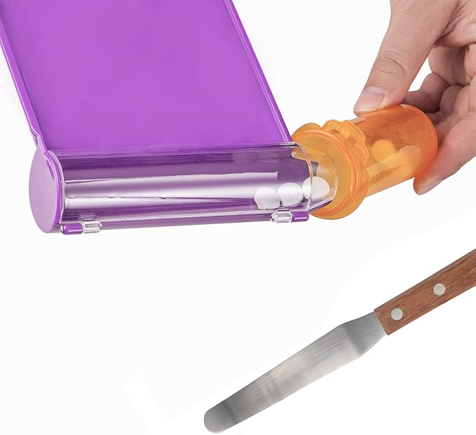 Medarchitect Right Hand Pill Counting Tray with Spatula (Purple - Wood Handle)