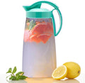 One-Touch Airtight Pitcher with Lid, 2.3QT (74oz) – Heat Resistant, Leakproof Quickpour Jug for Hot & Cold Drinks, Coffee, Tea, Water, Space-Saving, Dishwasher Safe, Made in Japan (Turquoise)