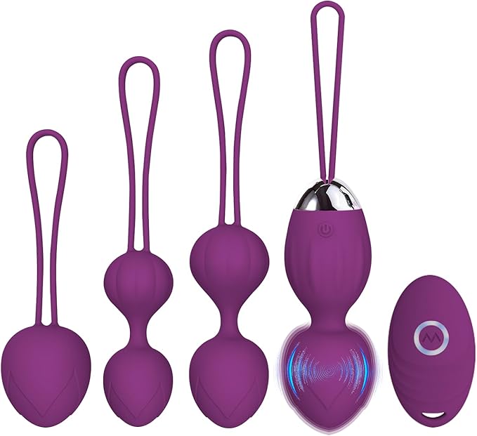 4 Kegel Balls for Women Tightening Exercise Set, Different Kegel Weights for Pelvic Floor Muscle, Pelvic Floor Trainer System for Beginners & Advance (Purple)