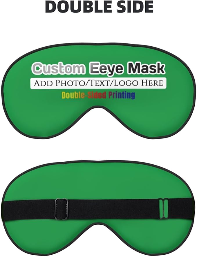 Personalized Eye Mask Add Picture Text Image Logo Custom Travel Sleeping Masks for Home Office Customized Sleep Mask for Men Women Blocks Light Adjustable Strap Irish Green