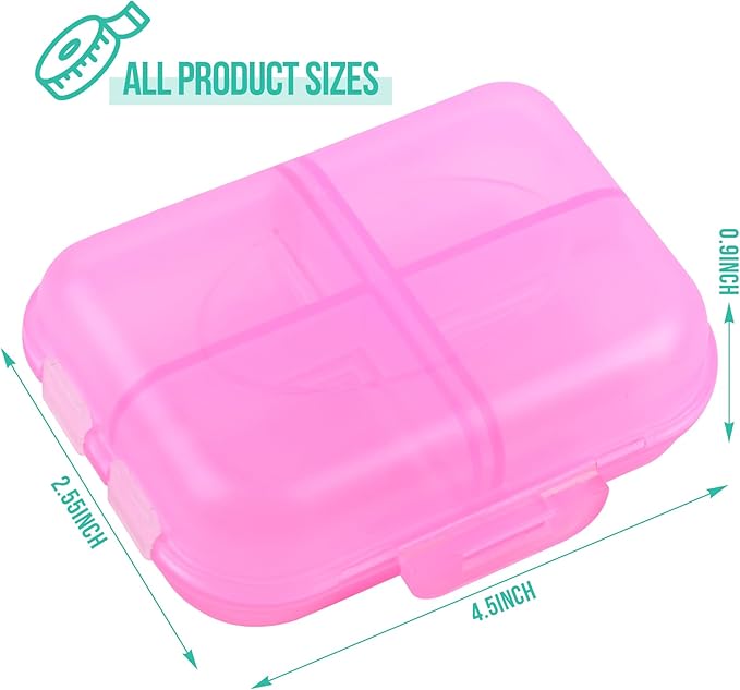 Travel Pill Organizer Small 8 Grid Compartments Pill Holder Box - Portable Medicine Container Case - Daily Weekly Medication Organizer
