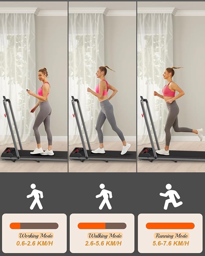 Treadmill with Handles, 2.5HP Walking Pad Treadmills with Handle Bar, Under Desk Treadmill with Remote Control LED Display, Electric Treadmills for Home Small, 270LBS Capacity