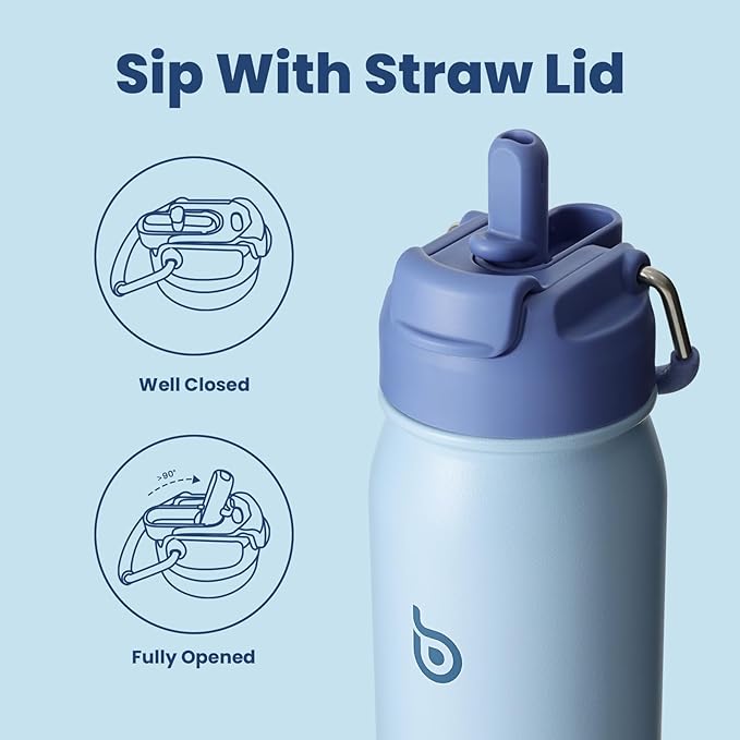 BOTTLE BOTTLE 24oz Insulated Water Bottle Stainless Steel Sport Water Bottle with Straw and Adjustable Lid Daily Pill Organizer