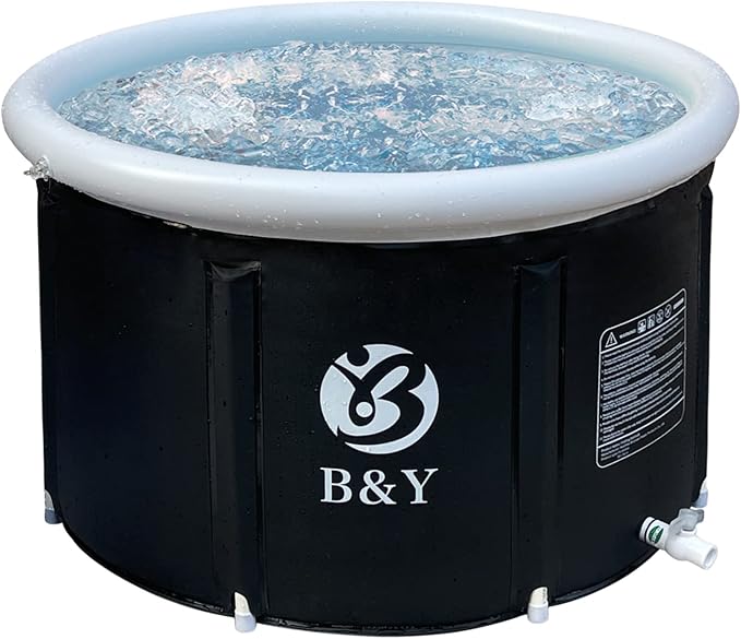 B&Y Ice Bath Tub, Foldable Bathtub for Athletes, Portable Cold Plunge Tub for Cold Water Therapy at Home Outdoor Gym (Black, 90 Gal)