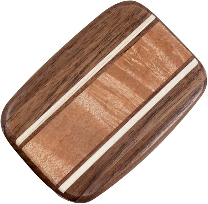 American Made Pocket-Sized Pill Box (Standard Size) - Walnut Wood with Inlaid Burl Maple