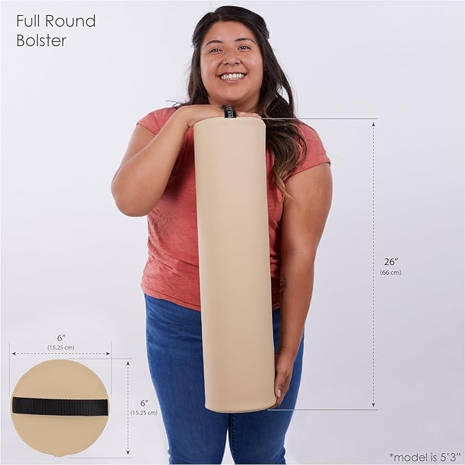 EarthLite Massage Bolster Pillow Full Round – Durable, Easy to Clean 100% PU Upholstery incl. Strap Handle/Professional Quality CFC-Free/Back Pain Relief