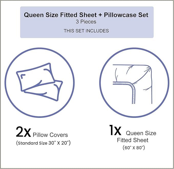 Decorative Bedding Sheet Set Queen Size, Night Sky Deep Pockets Fitted Sheet & 2 Pillow Sham Set, Forest Dry Tree Branches Starry Sky Stars Winter Landscape Print Microfiber 3pc Bed Sheets Set
