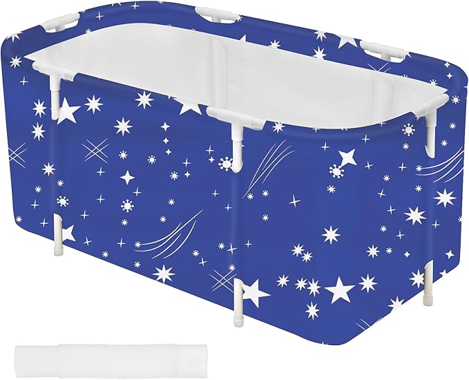 STARBRILLIANT Portable Foldable Bathtub,Soaking Standing Bath Tub for Shower Stall, Easy to Assemble Collapsible Bathtub, Suitable for Travel, Camping and Outdoor Activities (Starry Sky, 45inch)