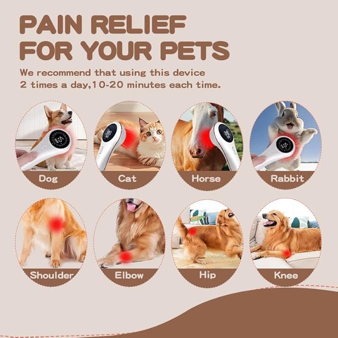 Red Light LLLT Cold Laser Therapy for Pet Dogs Cats Horses Vet, Near Infrared Light Therapy Device for Muscle & Joint Pain Relief Wound Healing Care Reduces Inflammation with Upgrade Protective Cover