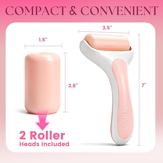 Ice Roller for Face, Premium Facial Ice Roller and 2X Rollers for Long Lasting Cold - Eye Roller for Puffy Eyes & Cold Massage for Migraines (Pink)