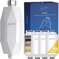 ALTHY Vitamin C Revitalizing Shower Head Water Filter - Reduces Chlorine, Heavy Metal & Softens Hard Water- Prevent Dry Itchy Skin, Hair Loss, Dandruff (Includes 4 Filters)