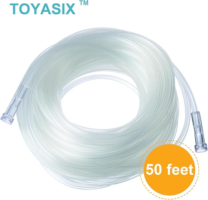 Oxygen Supply Tubing - Premium Crush-Resistant with Curved Prongs, High Flow Oxygen Tubing for Oxygen Concentrator Machine, Nebulizer Tubing & Oxygen Therapy - 50 FEET 5 Pack