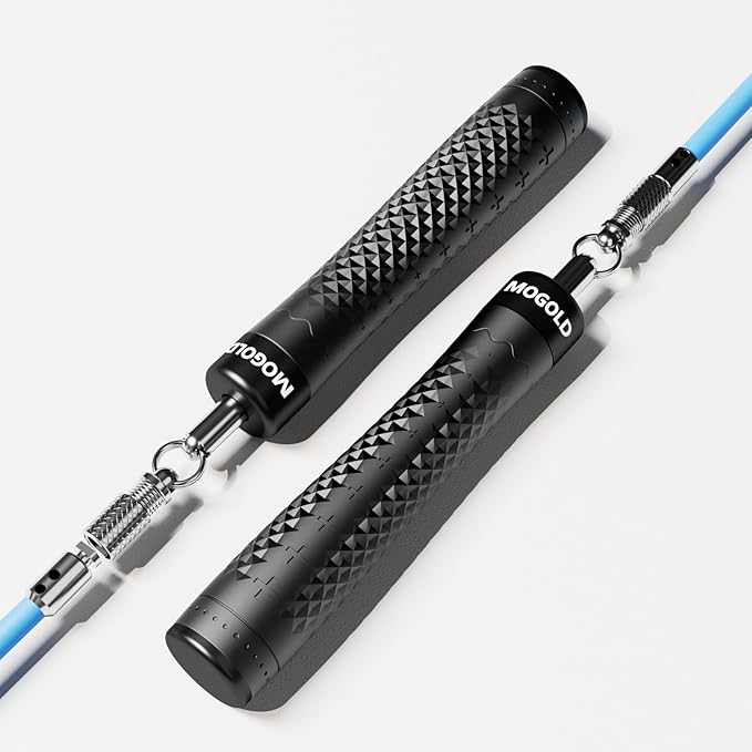 1/4 lb 1/2lb Weighted Jump Rope Set, 3 PVC Rope Cords 118in, Anti-Slip Handles with Quick Release, Carrying Case, Black