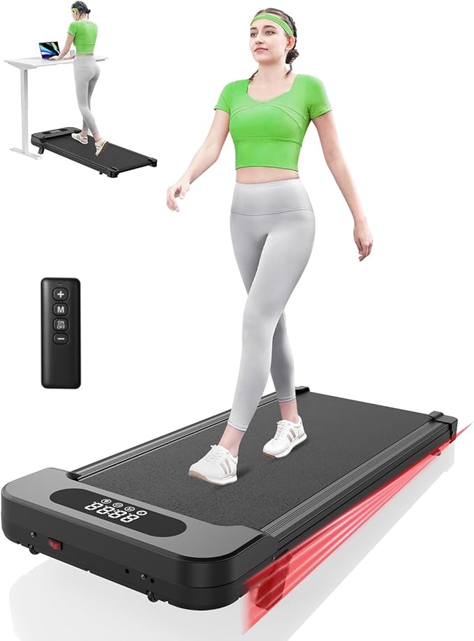 2 in 1 Walking Pad with Handle Bars, 8% Incline Foldable Treadmills for Home Office Ultra Quiet <40dB, 3.5 HP Portable Walking Jogging Running Machine with LED Display & Remote, 320+LB Capacity