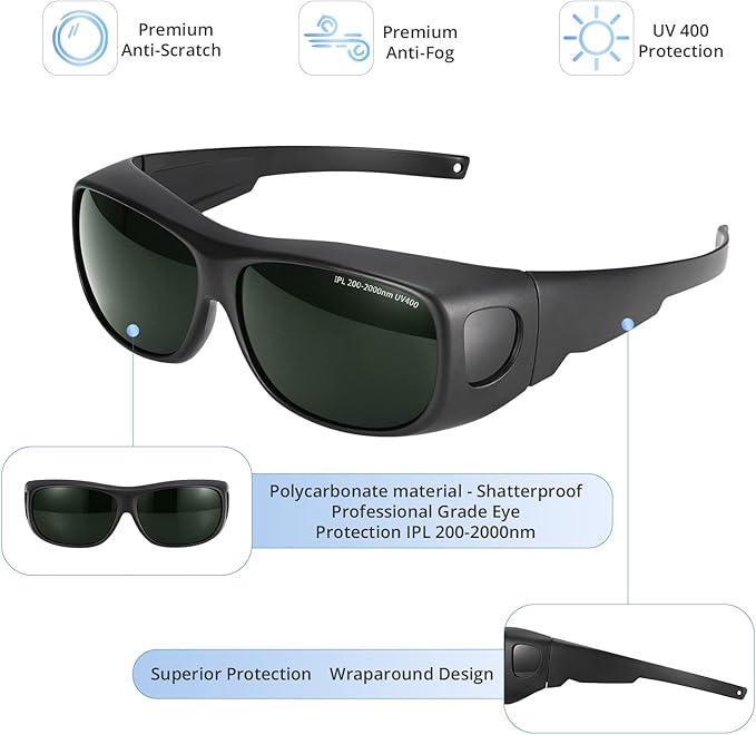 IPL Laser Safety Glasses 200nm-2000nm Protective Goggles for Laser Hair Removal and Cosmetology