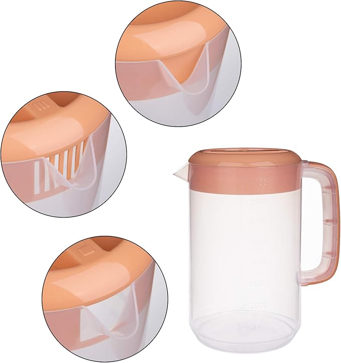 Jucoan 2 Pack 1 Gallon Plastic Pitcher with 3 Ways Lid, Large Gallon Water Ice Tea Pitcher with Handle Measurement for Party Outdoor, Freezer/Dishwasher Safe, BPA Free