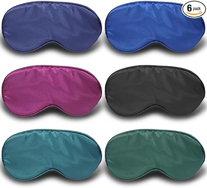 Silk Sleep Mask 6 Pack - Soft, Breathable, Reduces Puffy