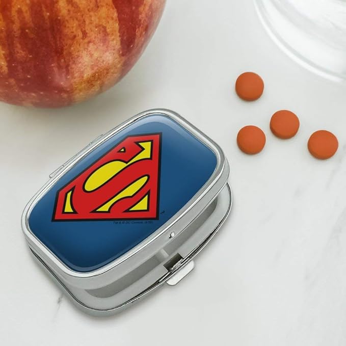 Superman Classic S Shield Logo Rectangle Pill Case Trinket Gift Box