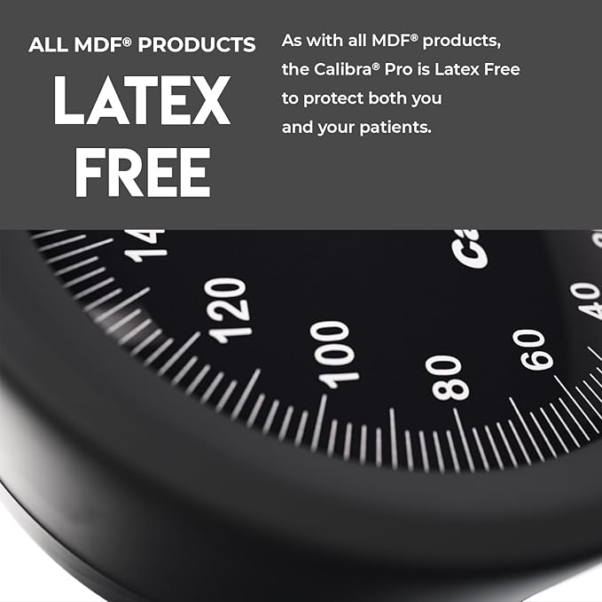 MDF Instruments, Extra Large Gauge Calibra Pro Aneroid Sphygmomanometer with Shock Guard & Adult Sized Cuff Included, Lifetime Calibration, Black Dial, Black Cuff, MDF808B11