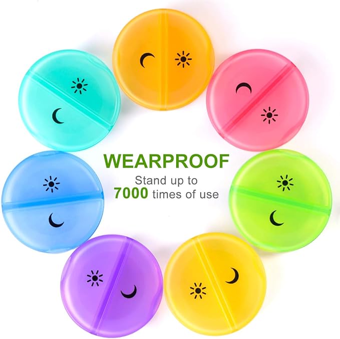 2 Pack Weekly Pill Organizer 7 Day 2 Times a Day, Sukuos Large Daily Pill Cases for Pills/Vitamin/Fish Oil/Supplements, BPA Free Pill Box, Easy to Clean