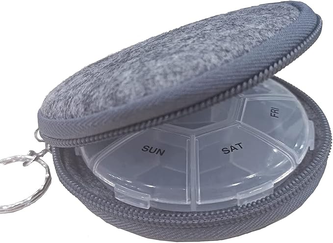2PCS Pill Organizer Transparent Medicine Case Weekly Pill Box Travel Portable Pill Container with 7 Compartments （2PCS+Bag 2PCS）