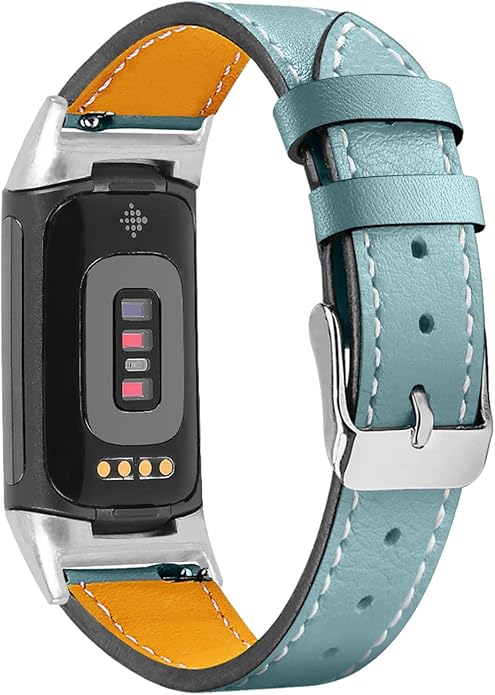 Compatible with Fitbit Charge 5 Leather Bands for Women Men, Feminine Leather Replacement Watch Band Straps Wristbands Bracelet Accessory for Fitbit Charge 5 GPS Tracker