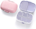8 Compartments Travel Pill Organizer, Daily Pill Case Small Pill Box for Pocket Purse, Portable Pill Container Medicine Vitamin Organizer (Purple & Pink)