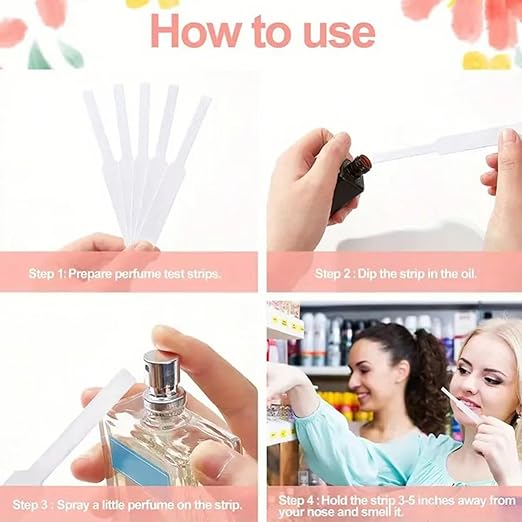 200 PCS Perfume Test Strips Disposable White Perfume Tester Strips Essential Oils Test Card Blotter Paper for Perfume Fragrances Scents Testing