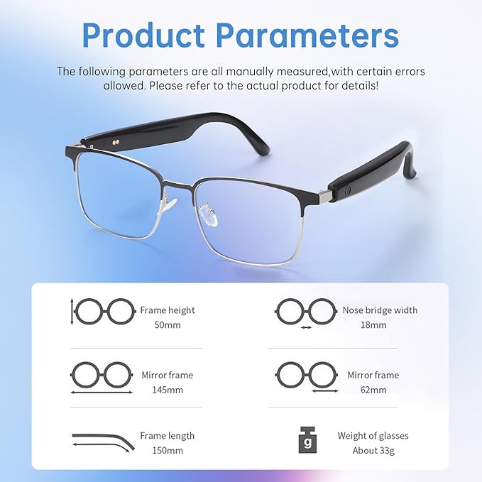Smart Glasses for Men and Women, Open-Ear Audio Bluetooth Glasses with Photochromic Lenses, Built-in Mic and Speakers for Music and Calls, Compatible with iOS and Android – Silver