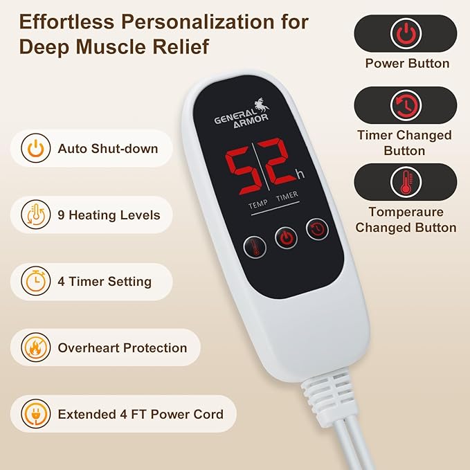 Infrared Heating Pad for Back, Full Body 72"x24", 6X Pain Relief with Natural Jade & Tourmaline, for Waist, Abdomen, Thigh, Hip, Neck, Shoulders & Back, Heats up to 154℉, Auto Shut-Off