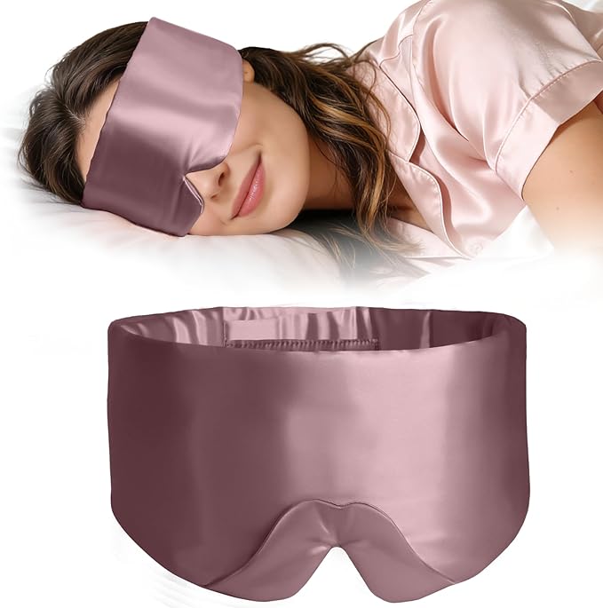 ZIMASILK 100% 22 Momme Mulberry Silk Sleep Mask - Full Silk Filled, Ultra-Soft & Breathable, Face-Hugging Blackout Eye Cover for Sleeping (Gray Purple)