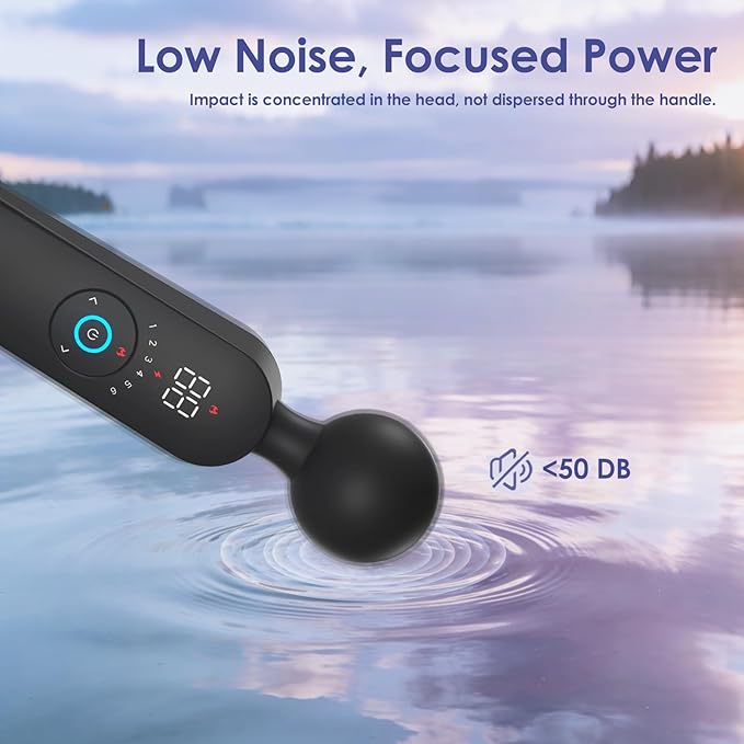 Portable Cordless Handheld Massager – Water-Resistant, Smart Heating, USB Rechargeable, Whisper Quiet,6 Speed Levels,12 Vibration Modes for Full-Body Relaxation & Fatigue Relief