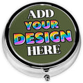 Custom Medicine Pill Organizer, Medicine Pill Box Case Container Travel Pill Holder Vitamin for Purse Med Wallet Portable Mini Pastillero Round, Army Green, Customized Gifts