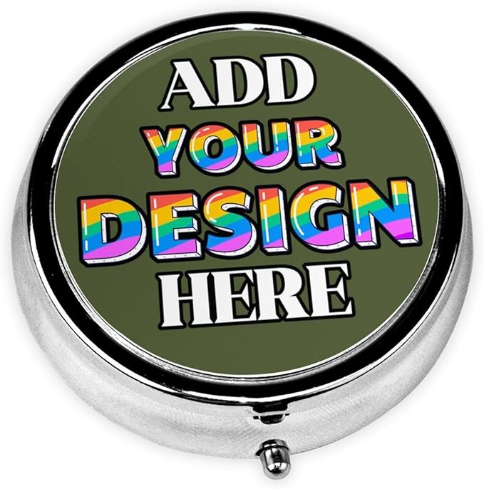 Custom Medicine Pill Organizer, Medicine Pill Box Case Container Travel Pill Holder Vitamin for Purse Med Wallet Portable Mini Pastillero Round, Army Green, Customized Gifts