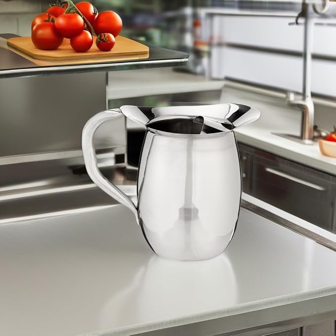 Winco WPB-2C Deluxe Bell Pitcher with Ice Catcher, 2-Quart, Stainless Steel, Medium
