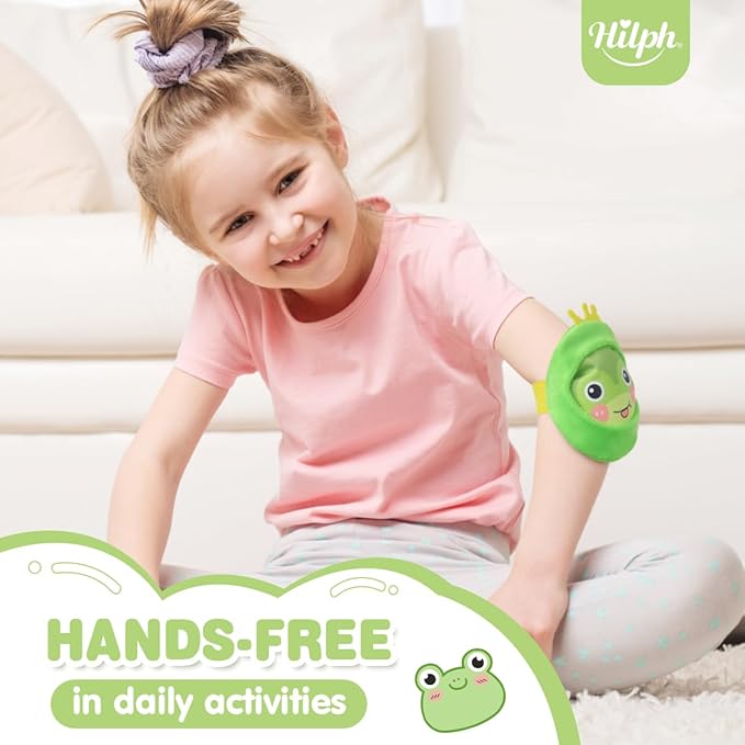 Hilph Kids Ice Packs for Boo Boos, Reuable Kids Hot Cold Packs with Cover and Handheld Straps for Pain Relief, Toddler Animal Ice Packs for Bumps, Swelling, Wisdom Teeth (3 Frogs)