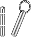 Small Pill Case Keychain Tiny Portable Pill Container Carabiner Clip Medicine Holder Bottle Mini Waterproof Metal Emergency Medicine Organizer for Travel Purse Outdoor Camping (2 Compartment)