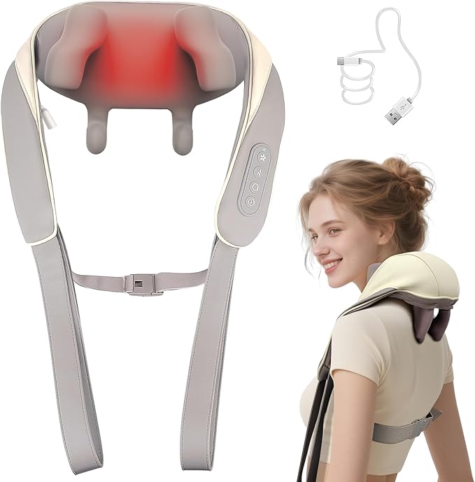 Neck and Shoulder Massager, 6D Neck Massager for Pain Relief Deep Tissue, Brushless Neck Massager with Heat, 10 Mins Auto-Off, 2 Modes & 3 Speeds, Ideal Gift for Friends Family Lover