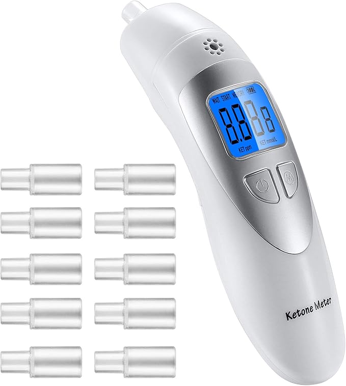 Home Ketone Breath Monitors for Ketosis Tracking & Ketosis Status - High Accuracy Breath Ketosis Meter Portable Ketosis Breath Tester with 10 Mouthpieces