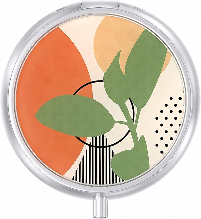 Pill Case, Cute Travel Pill Box for Purse, Moisture Proof Small Medicine Holder, Portable Pocket Medicine Organizer Dispenser to Hold Vitamins, Cod Liver Oil, Supplements, Tropical Plants
